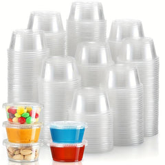 100pcs Disposable Portion Cups with Lids 2oz 3 25oz 5 5oz