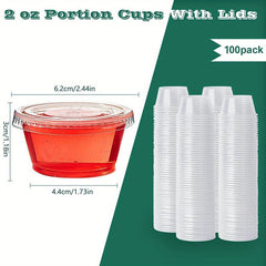 100pcs Disposable Portion Cups with Lids 2oz 3 25oz 5 5oz