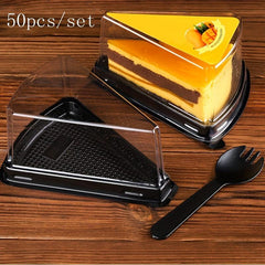 50 Pcs Clear Plastic Cake Slice Container for Cheesecake Pie Triangle Shape