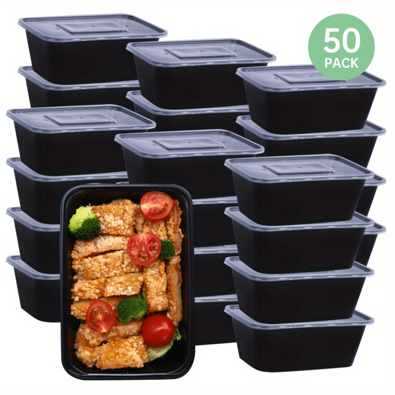 50pcs BPA Food Storage Containers with Lids Leakproof Rectangular