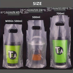 100PCS Clear Handle Drink Bags for Take Out Cup Holder