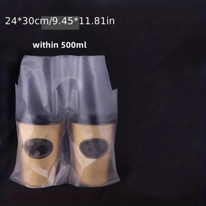 100PCS Clear Handle Drink Bags for Take Out Cup Holder