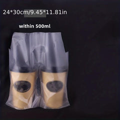 100PCS Clear Handle Drink Bags for Take Out Cup Holder