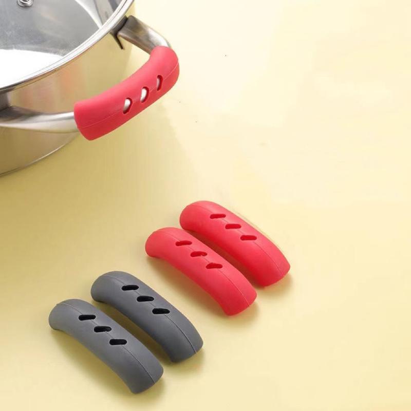 2pcs Silicone Pot Handle Covers Heat Resistant Non Slip Handle Sleeves