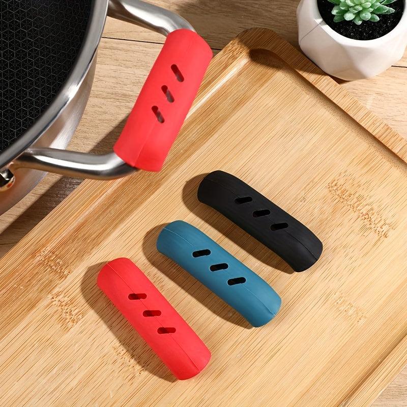 2pcs Silicone Pot Handle Covers Heat Resistant Non Slip Handle Sleeves