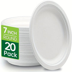 124pcs Compostable Heavy Duty Plates - Eco Friendly Disposable Bagasse Plate