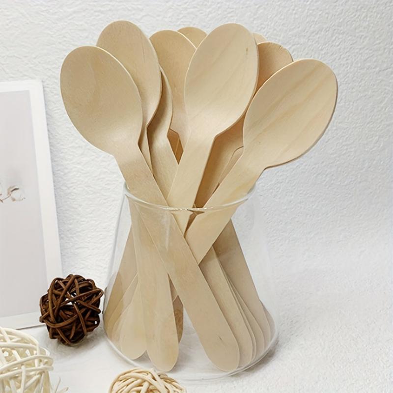 72pcs Wooden Disposable Cutlery Set for Picnic Takeaway Commercial Tableware