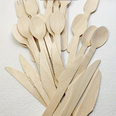 72pcs Wooden Disposable Cutlery Set for Picnic Takeaway Commercial Tableware