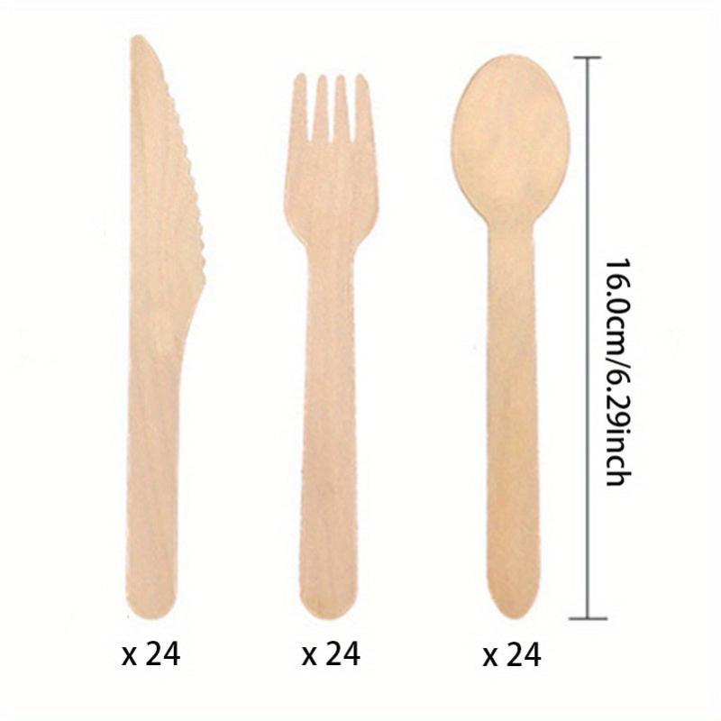 72pcs Wooden Disposable Cutlery Set for Picnic Takeaway Commercial Tableware