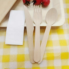 72pcs Wooden Disposable Cutlery Set for Picnic Takeaway Commercial Tableware