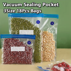 18pcs Vacuum Sealer Bags 3 Sizes Long Lasting Storage Bags Keep Food Fresher