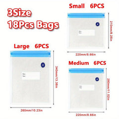 18pcs Vacuum Sealer Bags 3 Sizes Long Lasting Storage Bags Keep Food Fresher