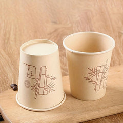 50pcs Fiber Disposable Cup 9 Oz Bamboo Pattern Paper Cup Household Business