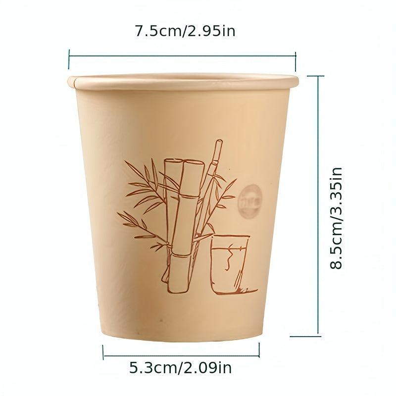 50pcs Fiber Disposable Cup 9 Oz Bamboo Pattern Paper Cup Household Business