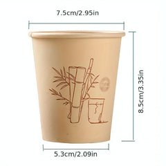 50pcs Fiber Disposable Cup 9 Oz Bamboo Pattern Paper Cup Household Business