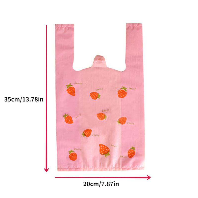 20pcs Pink Strawberry Plastic Packaging Shopping Vest Bag