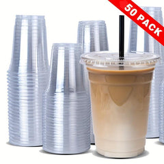50pcs Disposable Beverage Cups Bubble Tea Cups Coffee Cup Juice Cups Transparent