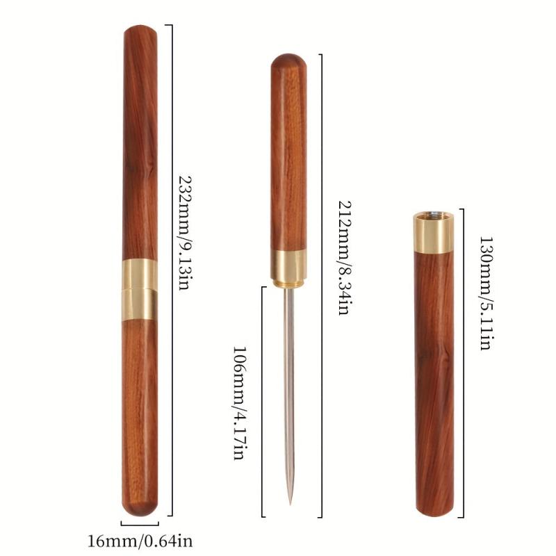 Portable Stainless Steel Ice Pick With Wooden Cover for Ice Breaking