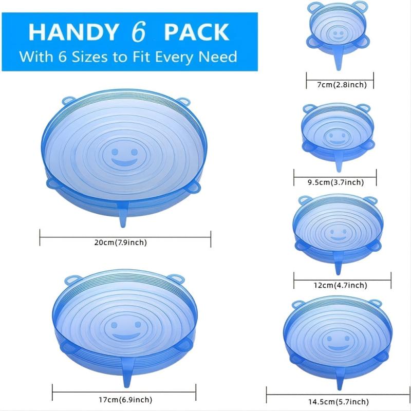 6pcs Silicone Stretch Lids Reusable Food Saving Cover
