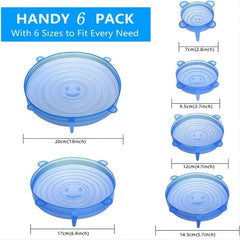 6pcs Silicone Stretch Lids Reusable Food Saving Cover