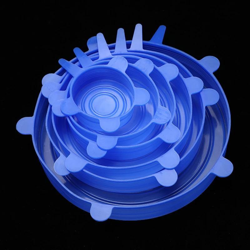 6pcs Silicone Stretch Lids Reusable Food Saving Cover