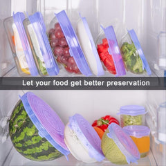 6pcs Silicone Stretch Lids Reusable Food Saving Cover