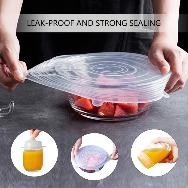 6pcs Silicone Stretch Lids Reusable Food Saving Cover