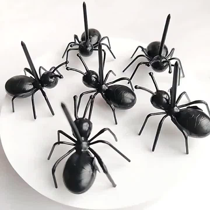 12pcs Plastic Ant Food Picks Fruit Toothpick Dessert Fork Bento Party Supplies