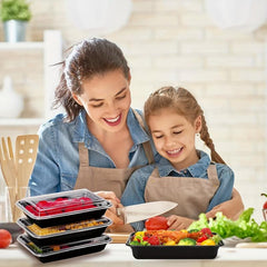 50pcs 32oz Disposable Plastic Lunch Box Stackable for Party and Camping