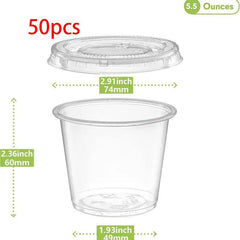 50-100pcs Disposable Plastic Portion Cups Set With Lids - 1oz 2oz 5oz Clear