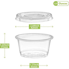 50-100pcs Disposable Plastic Portion Cups Set With Lids - 1oz 2oz 5oz Clear