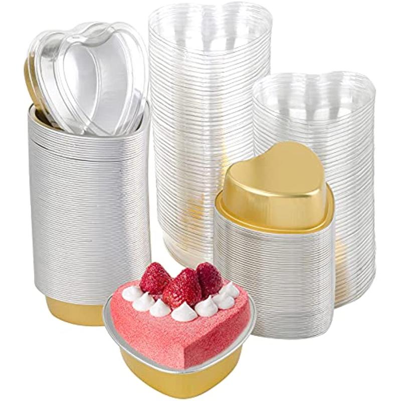 10/20/30pcs Baking Cups With Lids 3 4 Oz Aluminum Foil Disposable Muffin Ramekin