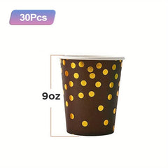 Golden Dot Party Supplies for 30 Guests, 210 pcs