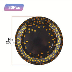 Golden Dot Party Supplies for 30 Guests, 210 pcs