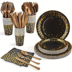 Golden Dot Party Supplies for 30 Guests, 210 pcs