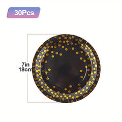 Golden Dot Party Supplies for 30 Guests, 210 pcs