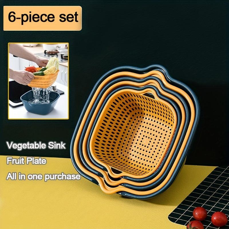6pcs Kitchen Strainer Drain Baskets Vegetable Washing Basket Fruit Plates