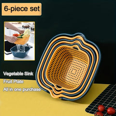 6pcs Kitchen Strainer Drain Baskets Vegetable Washing Basket Fruit Plates