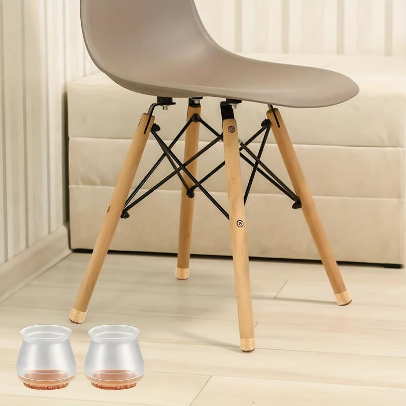 16 Pcs Chair Leg Floor Protectors PVC Felt Clear Furniture Pads Chair Leg Covers