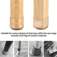 16 Pcs Chair Leg Floor Protectors PVC Felt Clear Furniture Pads Chair Leg Covers