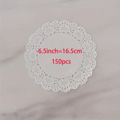 150pcs Round Lace Doilies for Food Cake Crafts