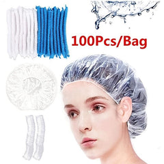 100pcs Plastic Disposable Shower Cap Hair Dye Shower Cap
