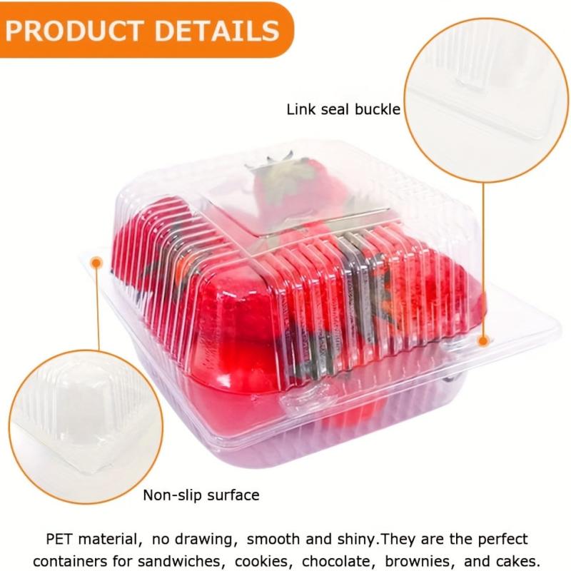 Plastic Clamshell Take Out Tray 12.7cmx12 Disposable Containers - Pack of 50
