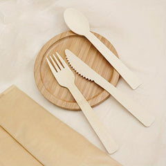 Bamboo Spoon Fork Cutlery Set - 24 36pcs Disposable Natural Tableware