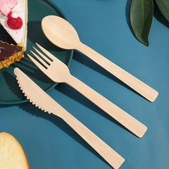 Bamboo Spoon Fork Cutlery Set - 24 36pcs Disposable Natural Tableware
