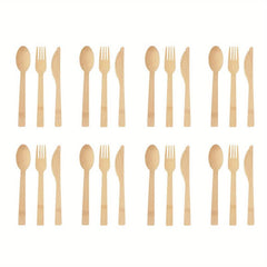 Bamboo Spoon Fork Cutlery Set - 24 36pcs Disposable Natural Tableware