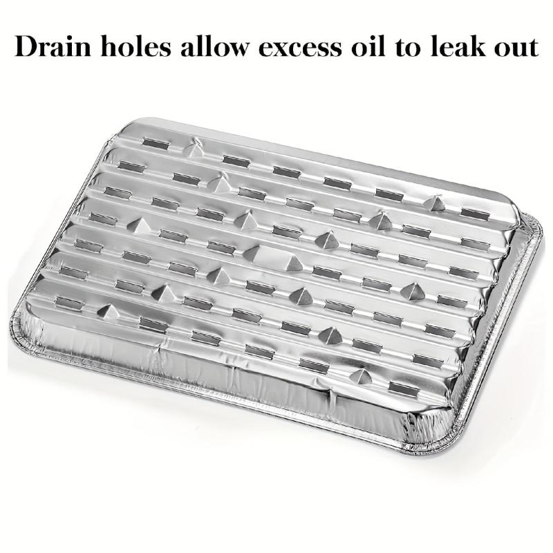 10 Pack 9x13 Disposable Aluminum Broiler Grill Pans With Holes