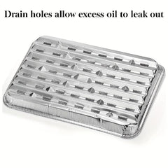 10 Pack 9x13 Disposable Aluminum Broiler Grill Pans With Holes