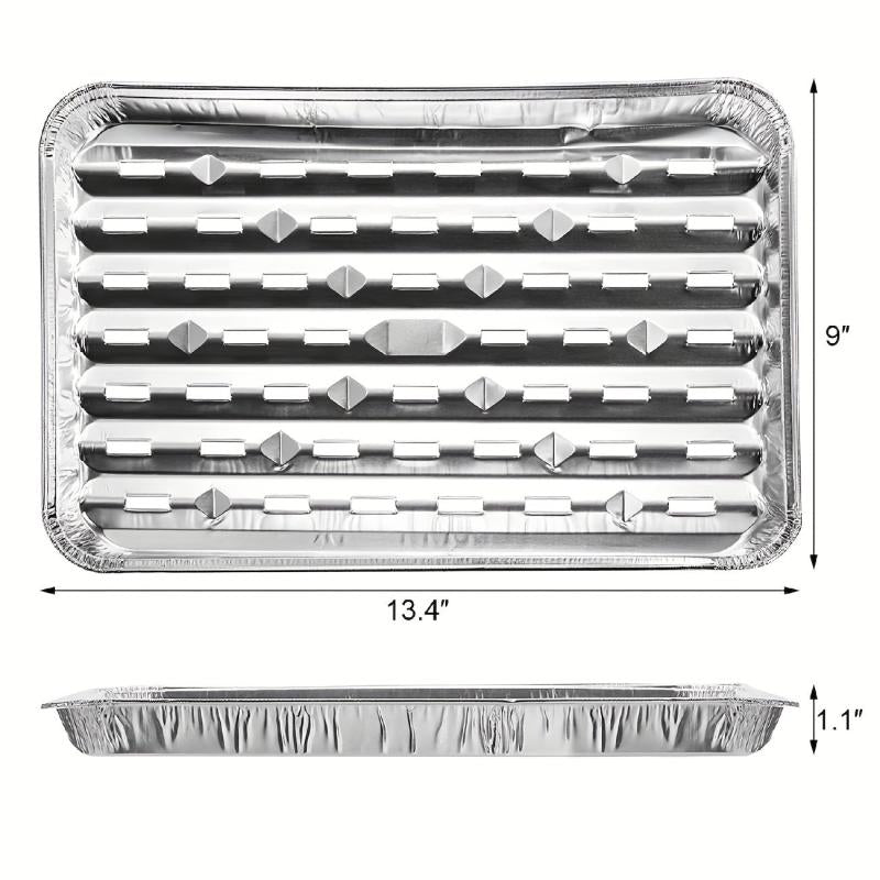10 Pack 9x13 Disposable Aluminum Broiler Grill Pans With Holes