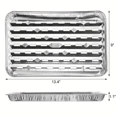 10 Pack 9x13 Disposable Aluminum Broiler Grill Pans With Holes